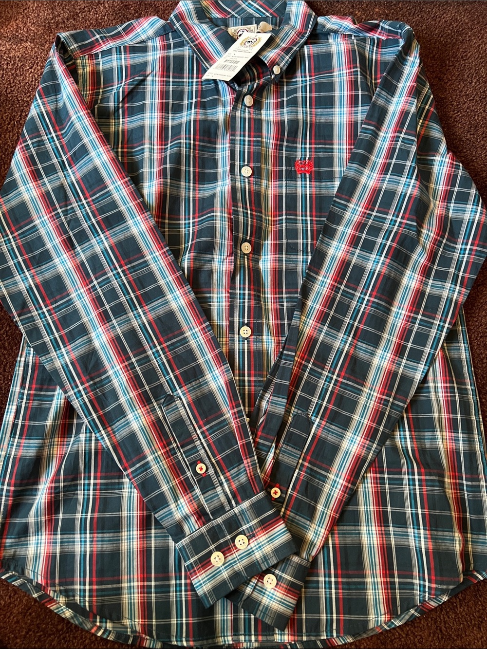 Cinch Men's Plaid Button-Down Shirt - Blue, Red, White
